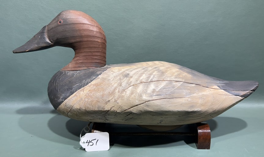 FOLKART CANVASBACK WORKING DECOY: 16"