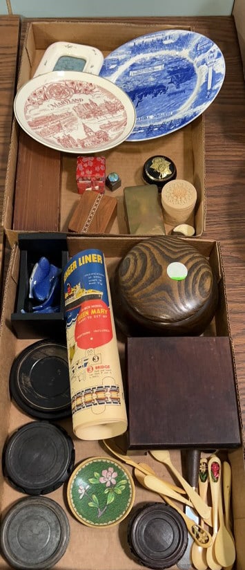 ORIENTAL STANDS, DRESSER BOXES & PLATE LOT: ~