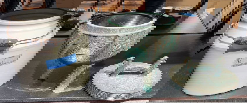 STONEWARE CROCK & ICE BUCKET: 11" X 11"