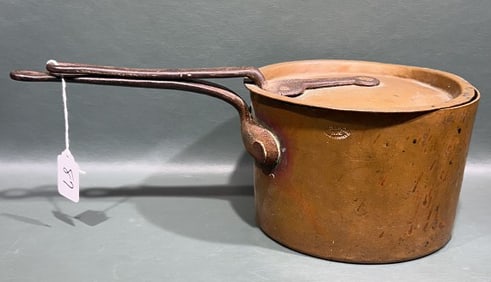 D. H. & M. COMPANY N. Y. ANTIQUE COPPER POT W/ LID