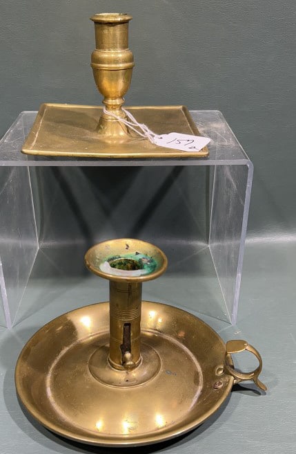 ANTIQUE BRASS CANDLESTICKS: 4-1/2" X 6-1/2"