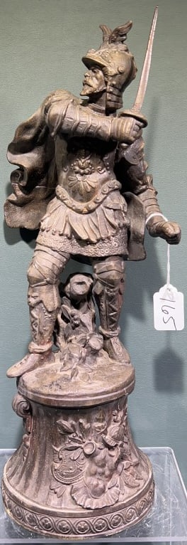 SPELTER FIGURE OF A SOLDIER: 17-1/4" TALL