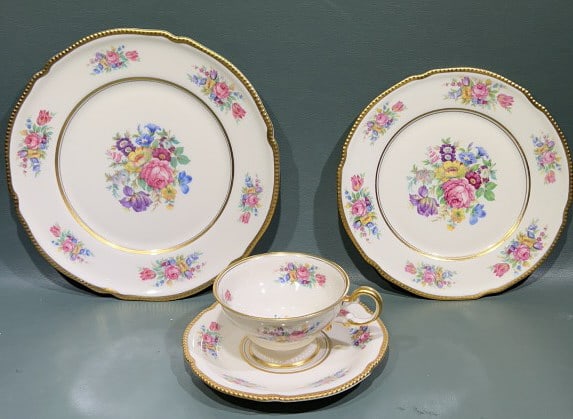 PARTIAL SET OF CASTLETON ROSE HANDPAINTED CHINA (1 of 6)