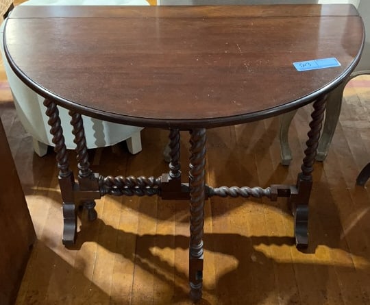 ANTIQUE MAHOGANY TWIST LEG TUCK AWAY TABLE (1 of 5)
