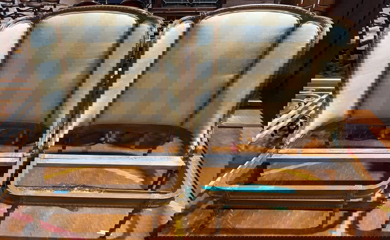 PAIR OF FRENCH UPHOLSTERED SINGLE BEDS (1 of 7)