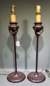 PAIR OF HAMMERED TABLE LAMPS