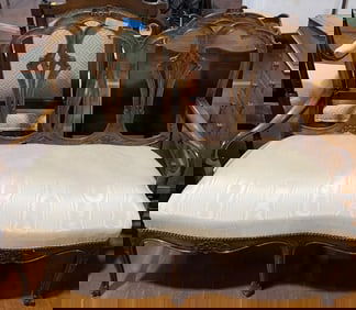 FRENCH MAHOGANY OPEN ARM SETTEE