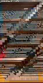 5 SECTION LEADED GLASS BARRISTER BOOK CASE