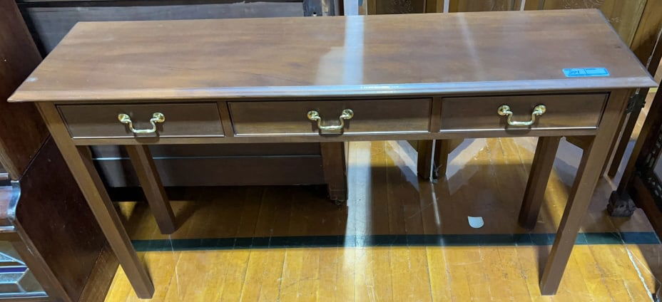 MAHOGANY 3 DRAWER HALL TABLE (1 of 5)