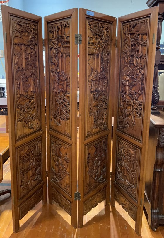 4 SECTION CARVED CHINESE SCREEN (1 of 12)