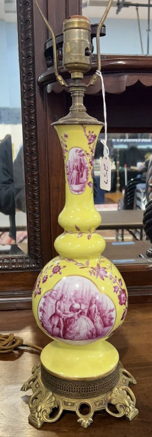 HAND PAINTED FRENCH PORCELAIN TABLE LAMP (1 of 7)