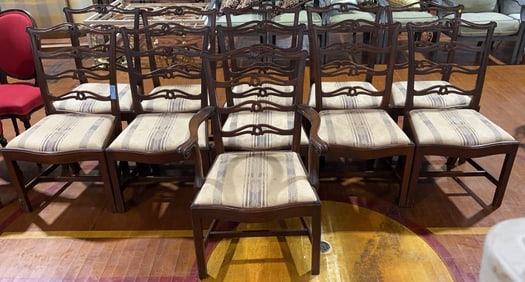 SET OF 11 ANTIQUE MAHOGANY RIBBON BACK CHAIRS