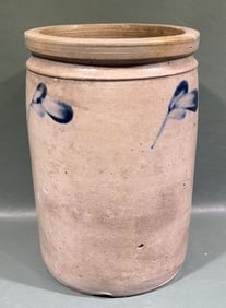 BLUE DECORATED STONEWARE CROCK
