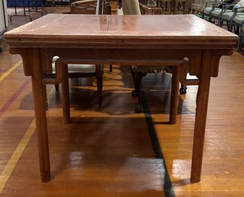 ORIENTAL SQUARE SIGNED CARVED TABLE