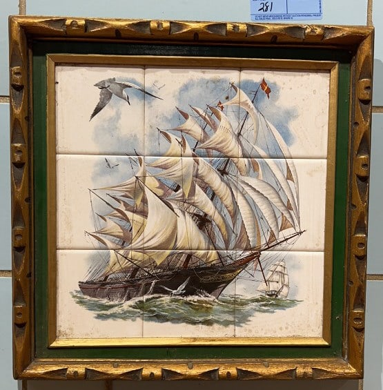 FRAMED SHIPS SCENE ON TILE (1 of 7)