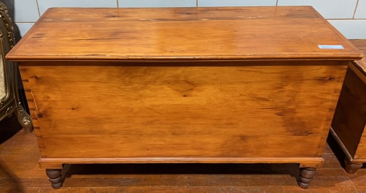 LARGE ANTIQUE DOVETAIL PINE BLANKET CHEST