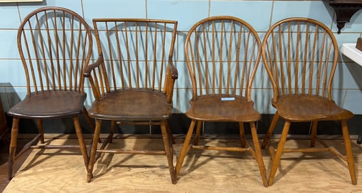 4 ANTIQUE BAMBOO WINDSOR CHAIRS