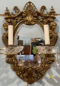 HEAVY BRASS WALL SCONCES W/ WOMEN'S HEADS
