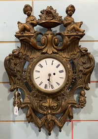 ANTIQUE FRENCH IRON FIGURAL WALL CLOCK