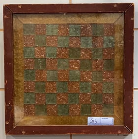 ANTIQUE FRAMED GLASS GAMEBOARD