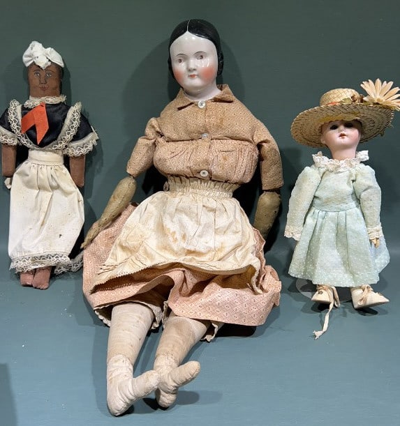 3 VARIOUS VINTAGE DOLLS: 21" TALL