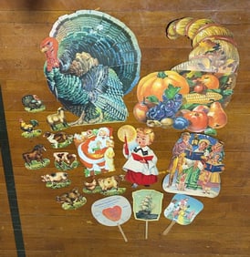 ADVERTISING FANS & CHRISTMAS LITHOGRAPH DECORATION