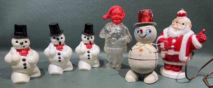 VINTAGE SANTA LIGHT & SNOWMEN