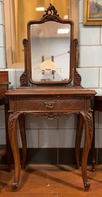 ANT FRENCH WALNUT MARBLE TOP DRESSING TABLE