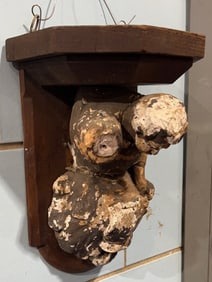 ANTIQUE FIGURAL WALL SHELF OF BLACKSMITH