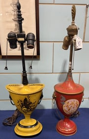 PR OF METAL TOLEWARE TABLE LAMPS