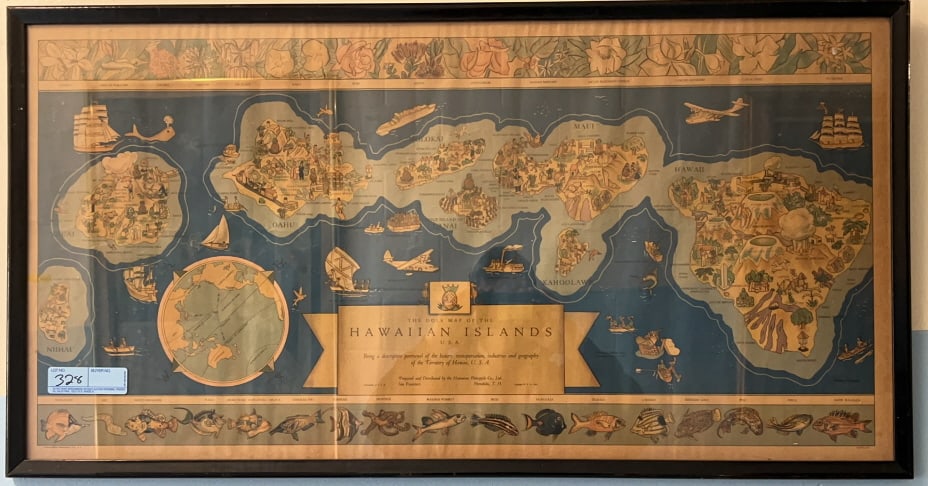 DOLE MAP OF HAWAIIAN ISLANDS ~ 1937 (1 of 6)