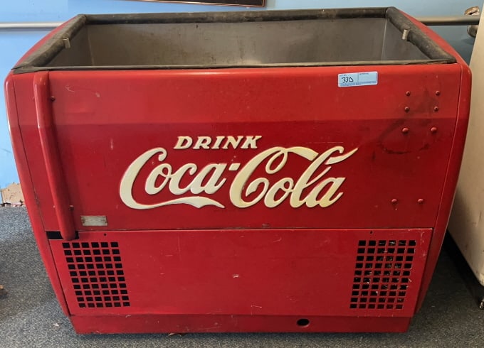 VINTAGE COCA-COLA COOLER ~ MISSING THE DOORS: 44" X 27" X 34"