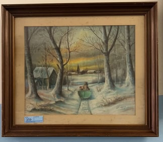 H ROHRBACH PASTEL OF WINTER SCENE
