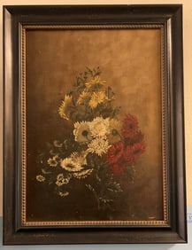 OIL ON CANVAS OF FLOWERS STILL LIFE