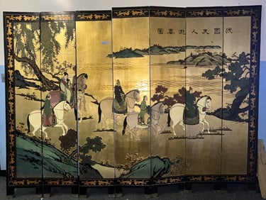 7 SECTION ORIENTAL DECORATED SCREEN