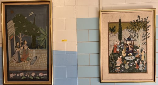 2 LARGE FRAMED PERSIAN PAINTINGS