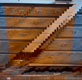 ANTIQUE WALNUT 2 OVER 4 SEMI TALL CHEST