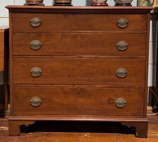 ANTIQUE WALNUT 4 DRAWER CHEST W/BRACKET FEET