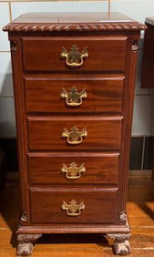 SOLID MAHOGANY CHIPPENDALE 5 DRAWER CHEST / NIGHTS