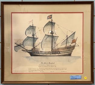 ARK OF MARYLAND PRINT & 4 USS FRAMED PRINTS