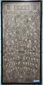 LARGE FRAMED WOOD BLOCK PRINT