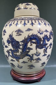 LARGE PORCELAIN VASE W/ DRAGON