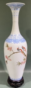 CHINESE EGG SHELL PORCELAIN VASE W/ STAND