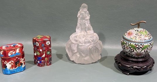 3 CLOISONNE ORIENTAL MINI BOXES