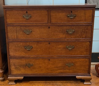 ANTIQUE ENGLISH MAHOGANY 2 OVER 3 CHEST OF DRAWERS