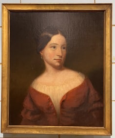OIL ON CANVAS PORTRAIT OF WOMAN