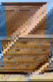 ANTIQUE TIGER & BIRDS EYE MAPLE BUTLER'S CHEST