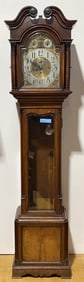 ANTIQUE ENGLISH OAK GRANDFATHERS CLOCK W/ BRASS FA