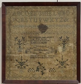 1840 EMMA BARKER FRAMED SAMPLER