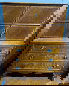 ANTIQUE FEDERAL BANDED MAHOGANY 2 PIECE DESK